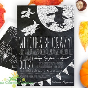 Witches Invitation / Witchs Night Out / Halloween Invitation / Halloween Party Invitation / Chalk Invitation / Scary Invitation / Printable