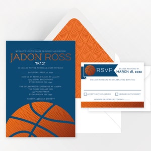 Bar Mitzvah Invitation, Basketball Theme, Personalize with your Team Colors, DIY Custom Printable Design or Professional Printing image 1