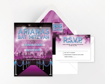 Bat Mitzvah Invitation, Broadway Theme, VIP Club Theme B'nai Mitzvah, Custom Printable DIY or Professional Printing Options