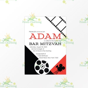 Bar Mitzvah Invitation, Custom Film Theme Invitation, Movie Poster Digital Download, Print yourself or Professional Printing image 2