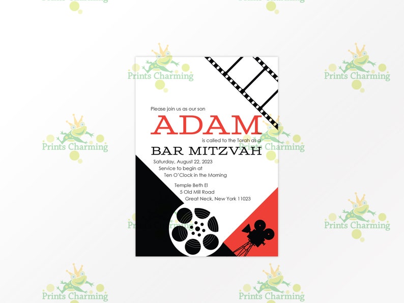 Bar Mitzvah Invitation, Custom Film Theme Invitation, Movie Poster Digital Download, Print yourself or Professional Printing image 2