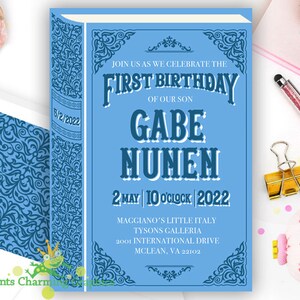 Book Birthday Invitation / First Birthday /Story Book Invitation / Digital Custom Printable / Digital Download / Professional Printing 画像 1
