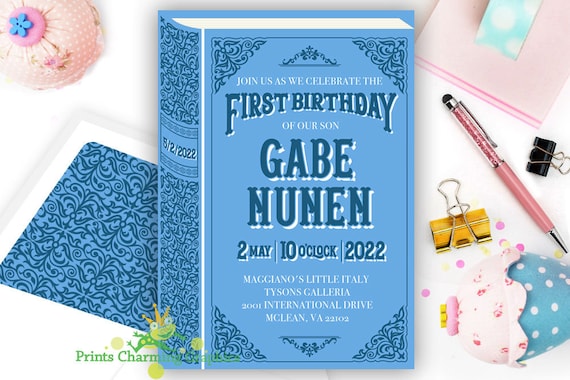 Book Birthday Invitation / First Birthday /Story Book Invitation / Digital Custom Printable / Digital Download / Professional Printing