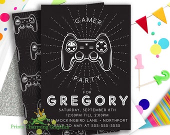 Gamer Invitation / Video Game Invitation / Game Truck Party Invitation / Arcade Invitation / Digital Download / Custom Printable Invitation