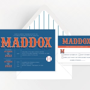 Bar Mitzvah Invitation, Baseball Theme Personalize with your Team Colors, DIY Custom Printable Design or Professional Printing Options