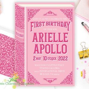 Book Birthday Invitation / First Birthday /Story Book Invitation / Digital Custom Printable / Digital Download / Professional Printing 画像 2