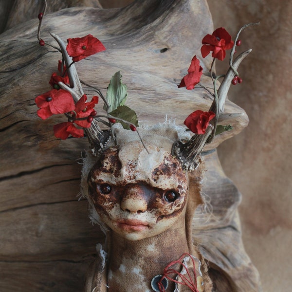 HUNI - ooak - art doll - textile art - solf sculpture - original - figurative art - collectible doll - curiosity