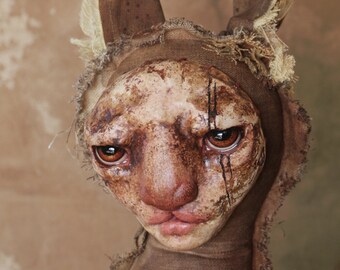 HAFNAR - hare - rabbit - art doll - ooak - textile art - solf sculpture - original - figurative art - collectible doll - curiosity