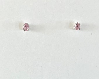 October birthstone earrings, October gemstone studs, pink cubic zirconia earrings, pink gemstone earrings, pink studs, pink solitaire