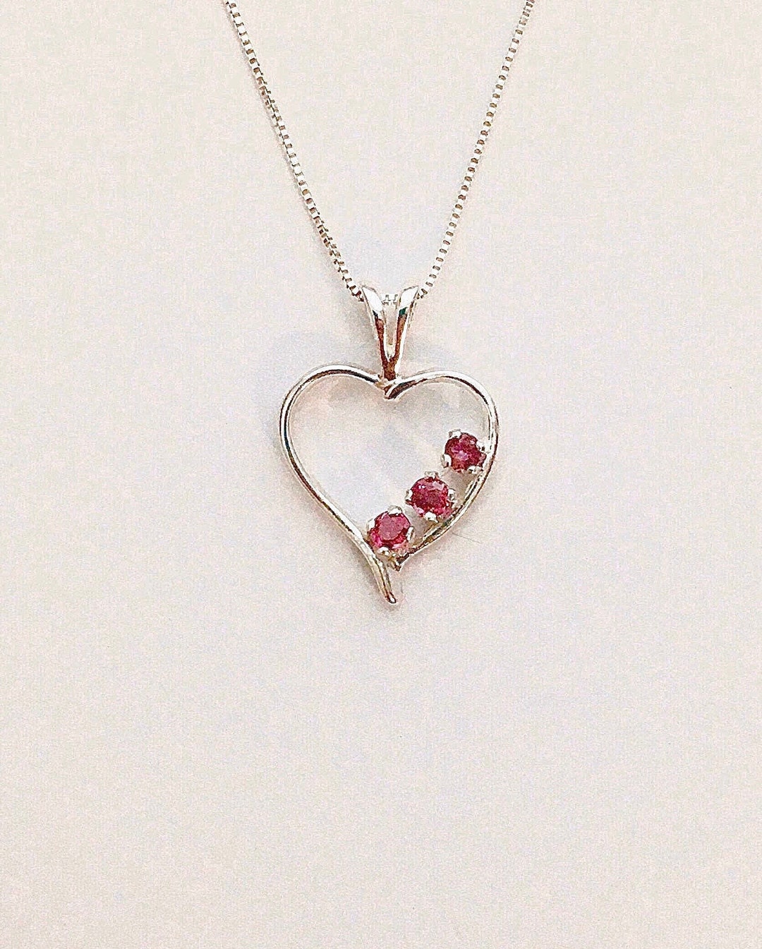 Ruby Heart Necklace, Genuine Ruby Pendant, July Birthstone Necklace ...