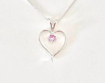 Pink cubic zirconia necklace, pink cubic zircon pendant, pink gemstone necklace, pink stone pendant, October birthstone necklace, pink stone