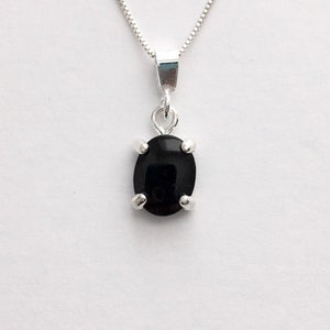 Black onyx necklace, black onyx pendant, black onyx jewelry, black gemstone necklace, black stone pendant, black solitaire necklace, onyx