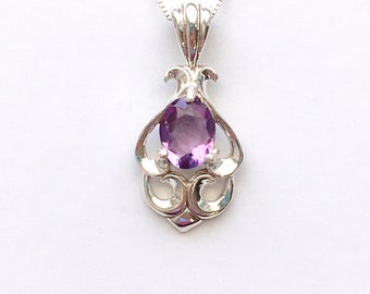 Genuine amethyst necklace, real amethyst pendant, amethyst jewelry, February birthstone necklace, purple stone necklace, February gemstone