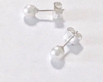 Genuine cultured freshwater pearl earrings, pearl sterling silver earrings, June birthstone, minimalist pearls, small pearl earrings, pearls