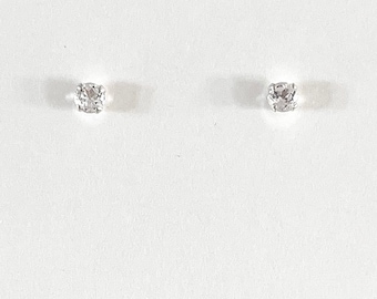White sapphire earrings, white sapphire studs, white sapphire jewelry, September birthstone earrings, white stone earrings, white studs