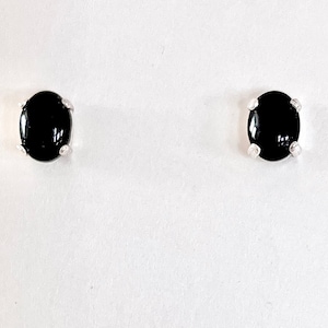 Black onyx sterling silver stud earrings, black onyx earrings, black onyx studs, black stone stud earrings, black onyx jewelry, onyx silver