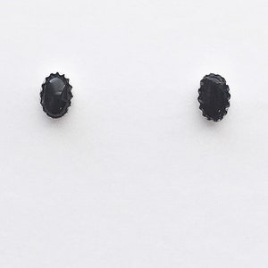 Black onyx stud earrings, black gemstone stud earrings, black onyx sterling silver earrings, real black onyx jewelry, black stone jewelry