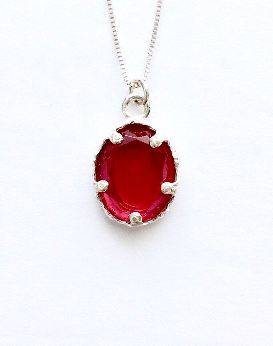 Ruby Necklace Ruby Pendant July Birthstone Necklace Red - Etsy