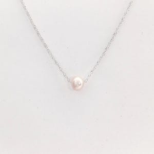 Collier de perles flottantes, véritable collier de perles de culture, collier d'une seule perle, collier de perles simple, collier de perles minimaliste, ras-de-cou en perles