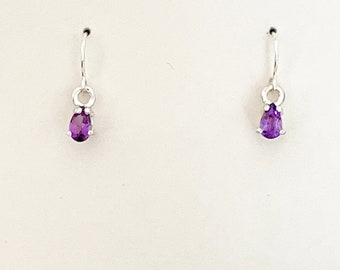 Genuine amethyst earrings, February birthstone earrings, amethyst sterling silver, amethyst jewelry, purple stone earrings, purple jewelry