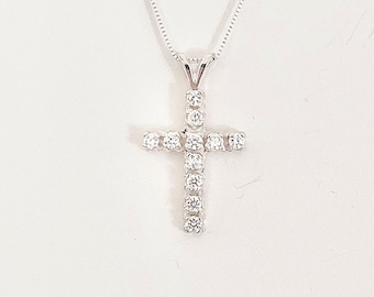 Imitation diamond necklace, imitation diamond cross, cubic zirconia necklace, cubic zircon pendant, faux diamond cross, cz cross necklace