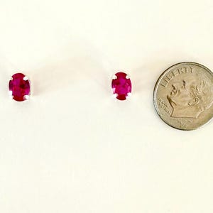 Ruby earrings, ruby studs, ruby solitaire, ruby jewelry, July birthstone, July gemstone, red studs, red stone earrings, birthstone earrings image 4