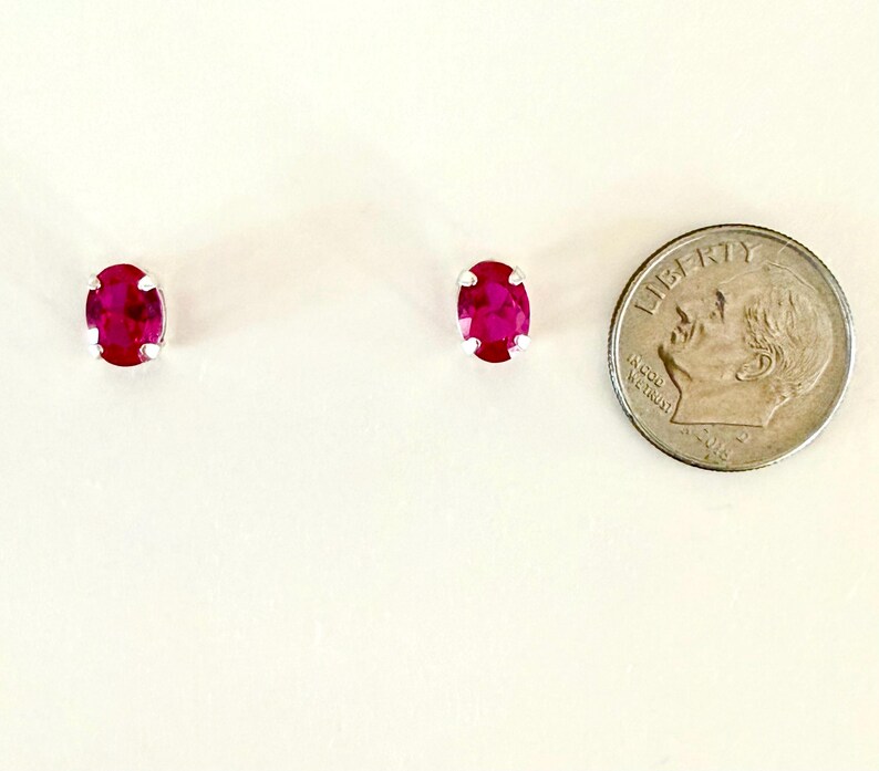 Ruby earrings, ruby studs, ruby solitaire, ruby jewelry, July birthstone, July gemstone, red studs, red stone earrings, birthstone earrings image 4