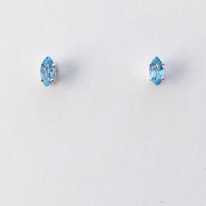 Genuine blue topaz stud earrings, December birthstone stud earrings, blue gemstone stud earrings, blue topaz jewelry, tiny blue topaz studs