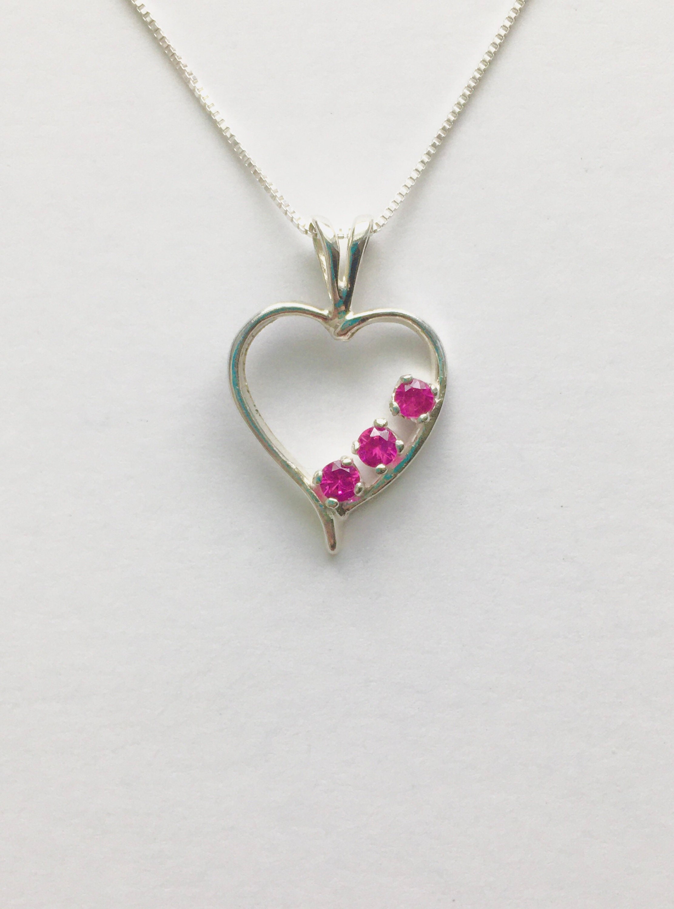 Ruby necklace ruby pendant ruby heart necklace red heart | Etsy