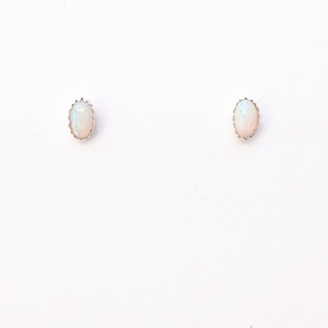 Opal earrings, opal studs, October birthstone earrings, October gemstone studs, opal jewelry, white stone studs, white stone earrings, opals