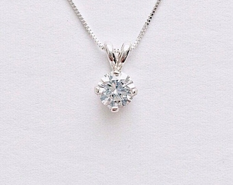 Imitation diamond solitaire necklace, faux diamond necklace, cubic zirconia necklace, April birthstone necklace, solitaire pendant, cz