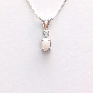 Genuine opal diamond necklace, opal pendant, opal jewelry, October birthstone necklace, opal choker, minimal opal, tiny opal, opal solitaire