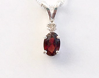 Garnet Necklace Silver Necklace Garnet Gemstone Drop