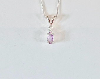 Lavender Cubic Zirconia Necklace, Sterling Silver February Birthstone, light amethyst necklace, amethyst pendant, light purple stone pendant
