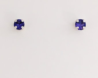 Tanzanite earrings, tanzanite studs, tanzanite jewelry, tanzanite sterling silver earrings, December birthstone earrings, color change studs