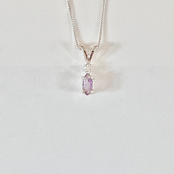 Light purple stone necklace, purple stone pendant, lavender ice necklace, cubic zirconia necklace, February birthstone necklace, cz necklace