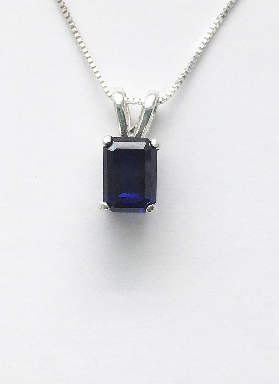 Sapphire Necklace Sapphire Pendant Sapphire Jewelry Etsy