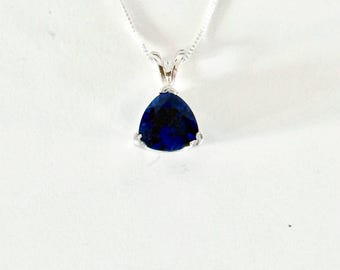 Sapphire necklace, sapphire pendant, sapphire solitaire, sapphire jewelry, September birthstone necklace, September gemstone necklace