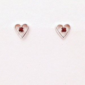 Genuine garnet earrings, garnet studs, dark red heart earrings, red heart studs, January birthstone earrings, red stone studs, garnet