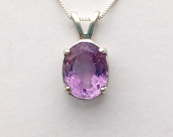 Amethyst sterling silver necklace, amethyst necklace, February birthstone necklace, purple gemstone necklace, single amethyst solitaire