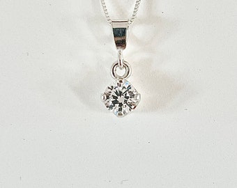 Imitation diamond necklace, imitation diamond pendant, cubic zirconia necklace, faux diamond necklace, April birthstone necklace