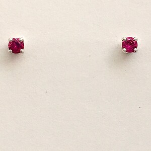 Ruby stud earrings, ruby solitaire stud earrings, July birthstone stud earrings, red gemstone stud earrings, ruby jewelry, red stone jewelry