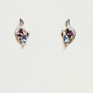 Boucles d'oreilles en rubis, clous d'oreilles en rubis, boucles d'oreilles en tanzanite, clous en tanzanite, boucles d'oreilles avec pierre de naissance de juillet, boucles d'oreilles avec pierre de naissance de décembre, bijoux en rubis image 4