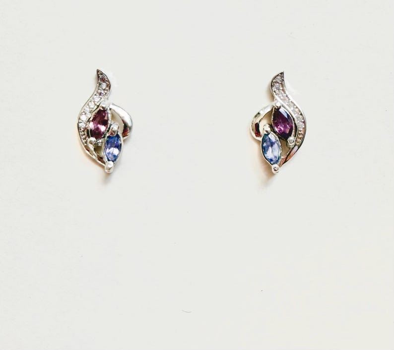 Boucles d'oreilles en rubis, clous d'oreilles en rubis, boucles d'oreilles en tanzanite, clous en tanzanite, boucles d'oreilles avec pierre de naissance de juillet, boucles d'oreilles avec pierre de naissance de décembre, bijoux en rubis image 4