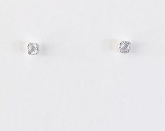 Genuine diamond earrings, real diamond studs, illusion earrings, tiny diamond, minimal diamonds, diamond jewelry, April birthstone earrings