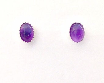 Amethyst studs, amethyst earrings, February birthstone earrings, February gemstone studs, purple stone stud earrings, amethyst jewelry,