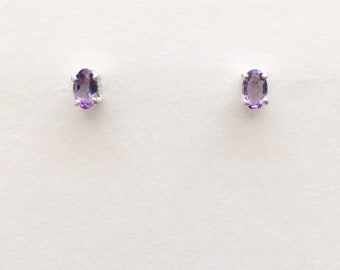 Amethyst earrings, amethyst studs, amethyst jewelry, February birthstone earrings, February studs, purple gemstone earrings, purple studs