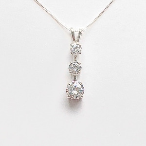 Imitation diamond necklace, faux diamond necklace, cubic zirconia necklace, 3 stone necklace, white gemstone necklace, anniversary necklace
