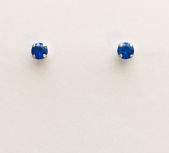 Sapphire Solitaire Stud Earrings, September Birthstone Earrings