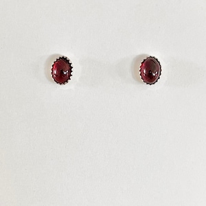 Genuine garnet earrings, real garnet studs, January birthstone stud earrings, dark red stud earrings, red stone studs, garnet jewelry